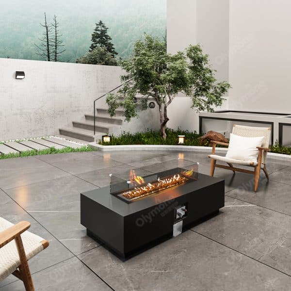 RECTANGULAR STAINLESS STEEL GAS FIRE PIT TABLE - Image 3