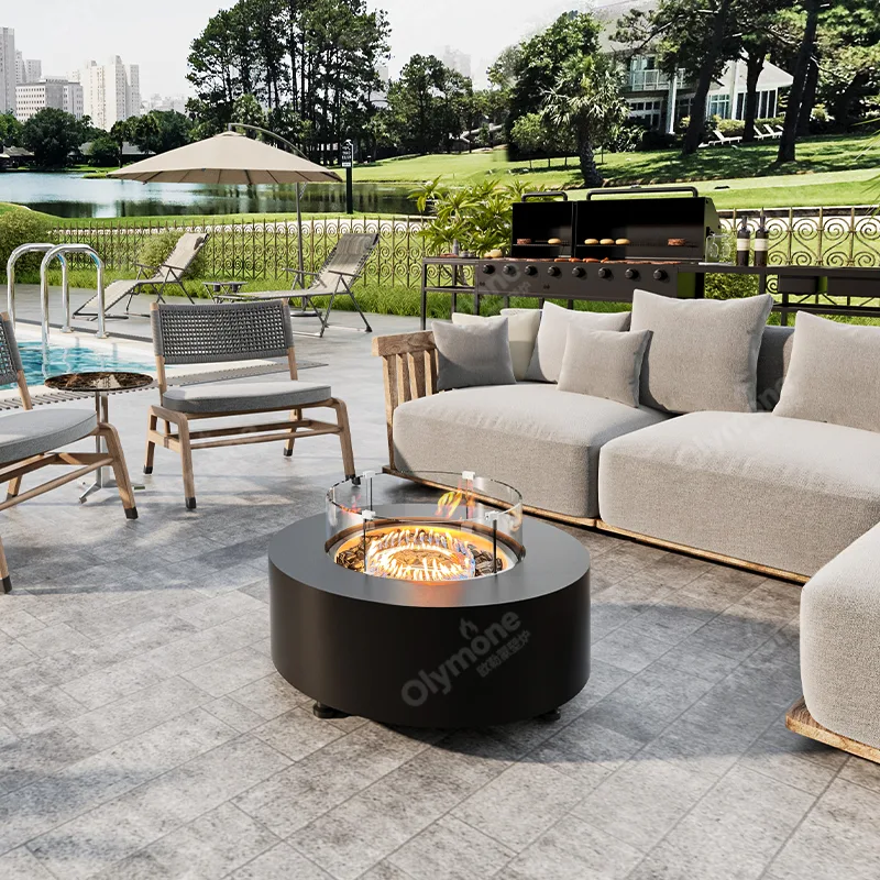 Round  STAINLESS STEEL GAS FIRE PIT TABLE